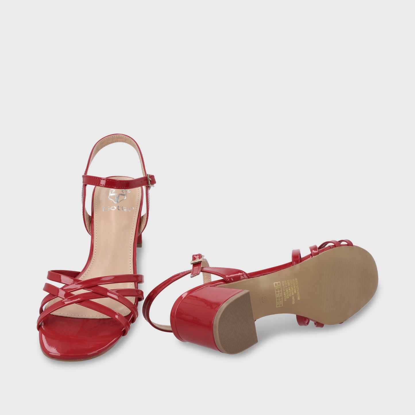 Sandalia Taco Roja Mujer 55901