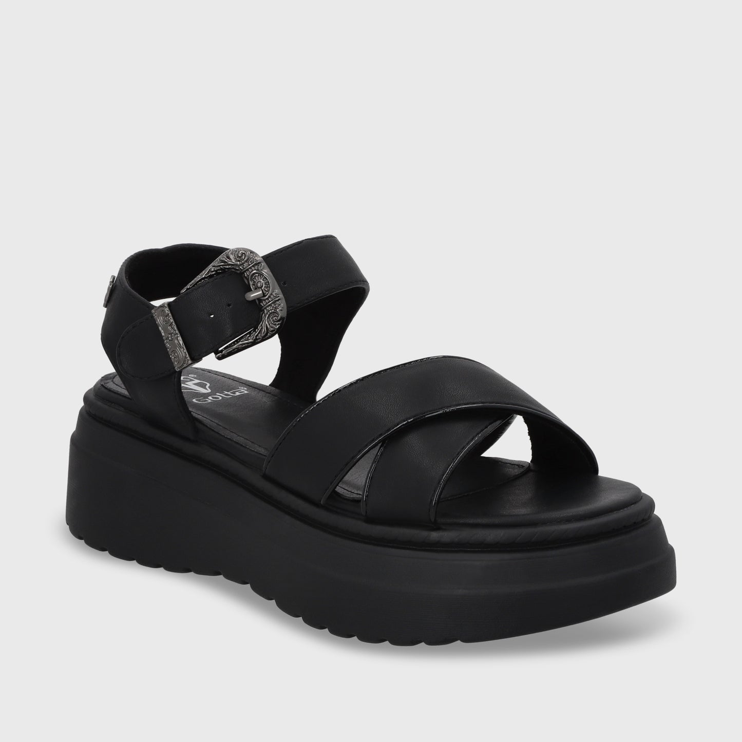 Sandalia Plataforma Negra Mujer 55923