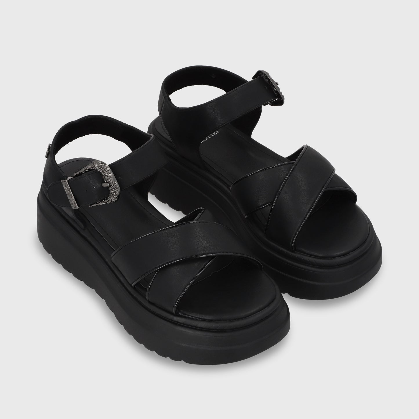 Sandalia Plataforma Negra Mujer 55923