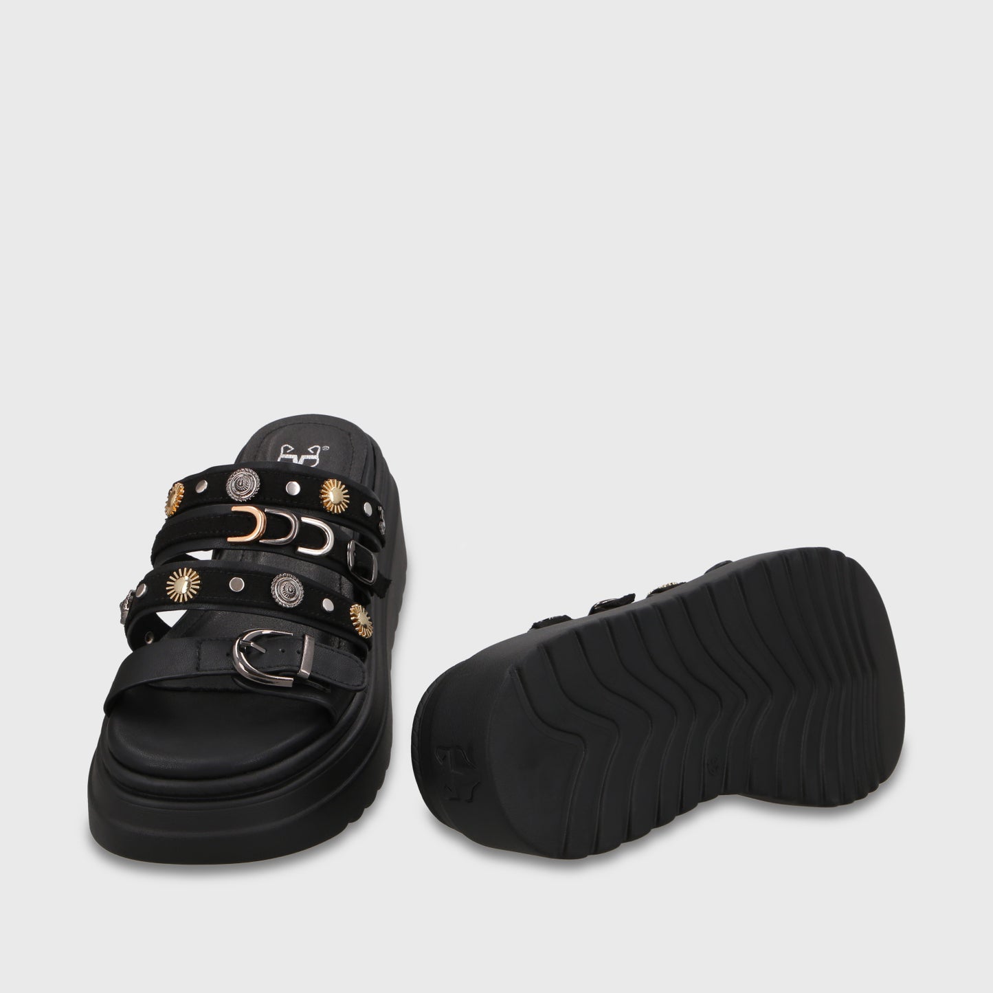 Sandalia Plataforma Negra Mujer 55924