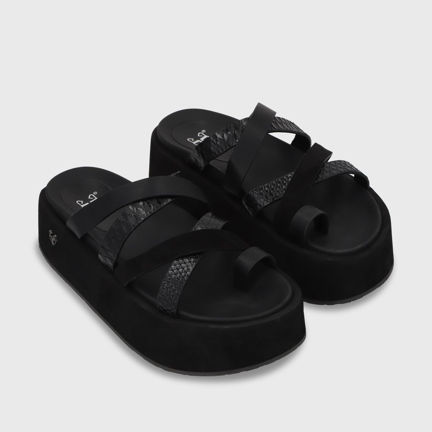 Sandalia Plataforma Negro Mujer 55940