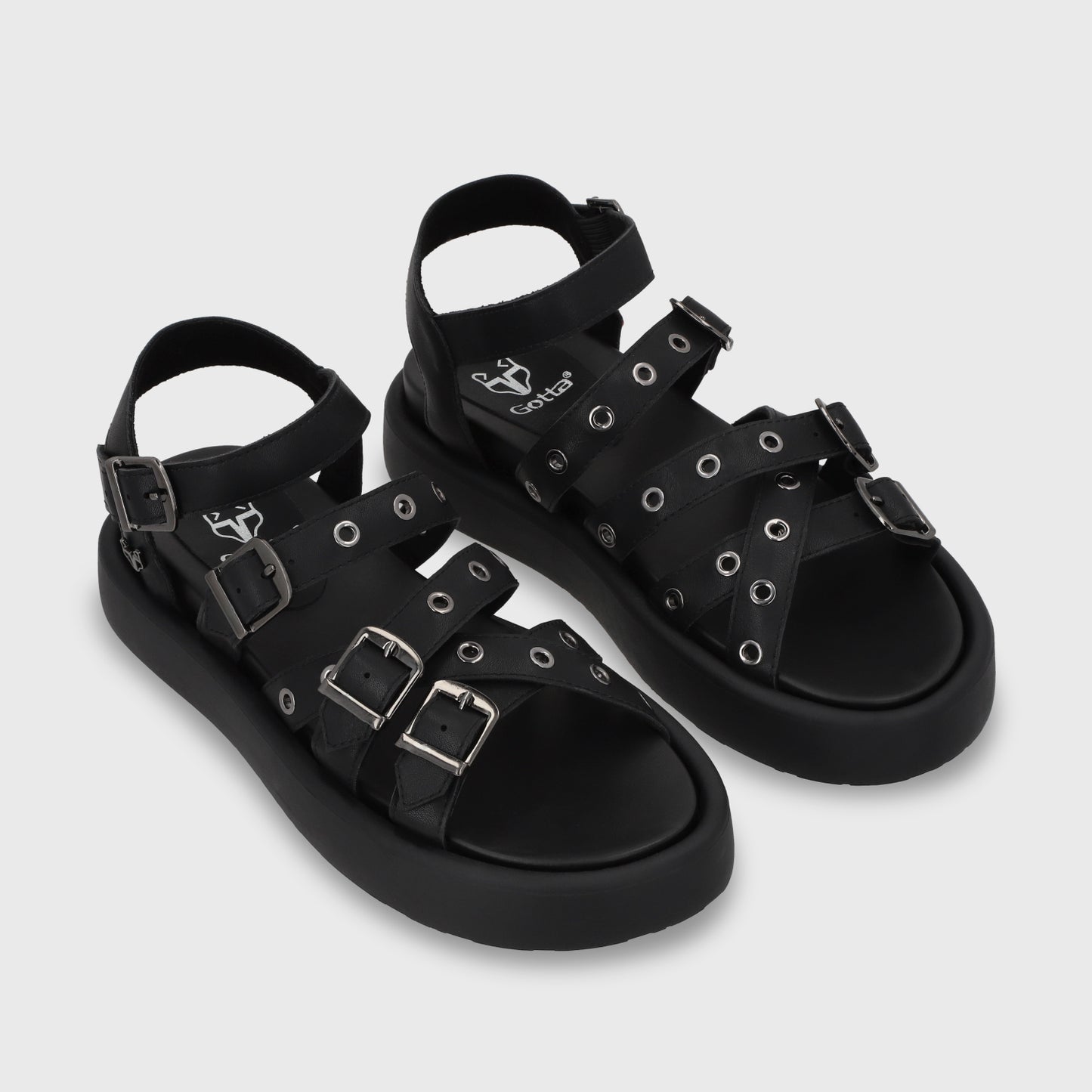 Sandalia Plana Negra Mujer 55950