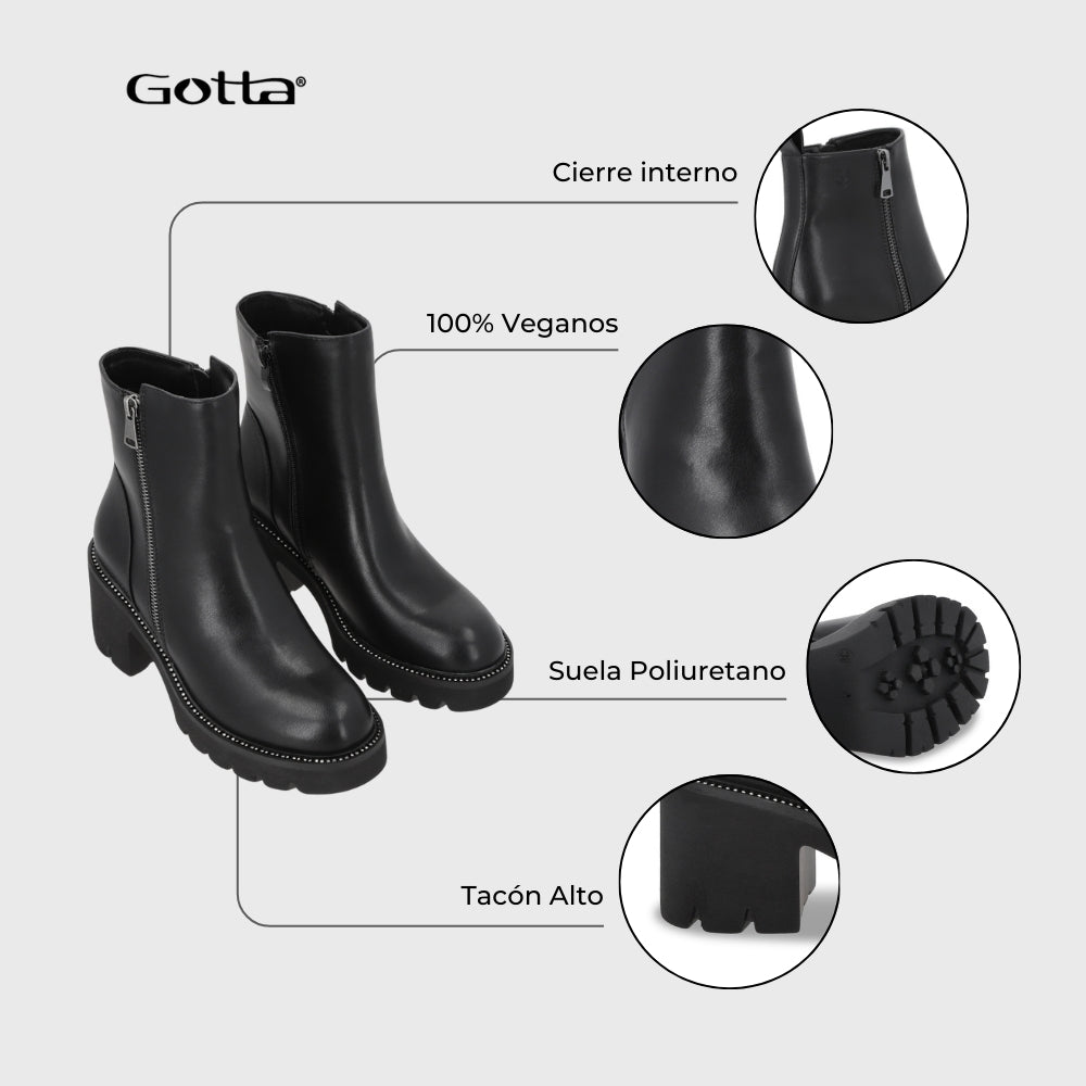 Botin Taco Negro Mujer 56020
