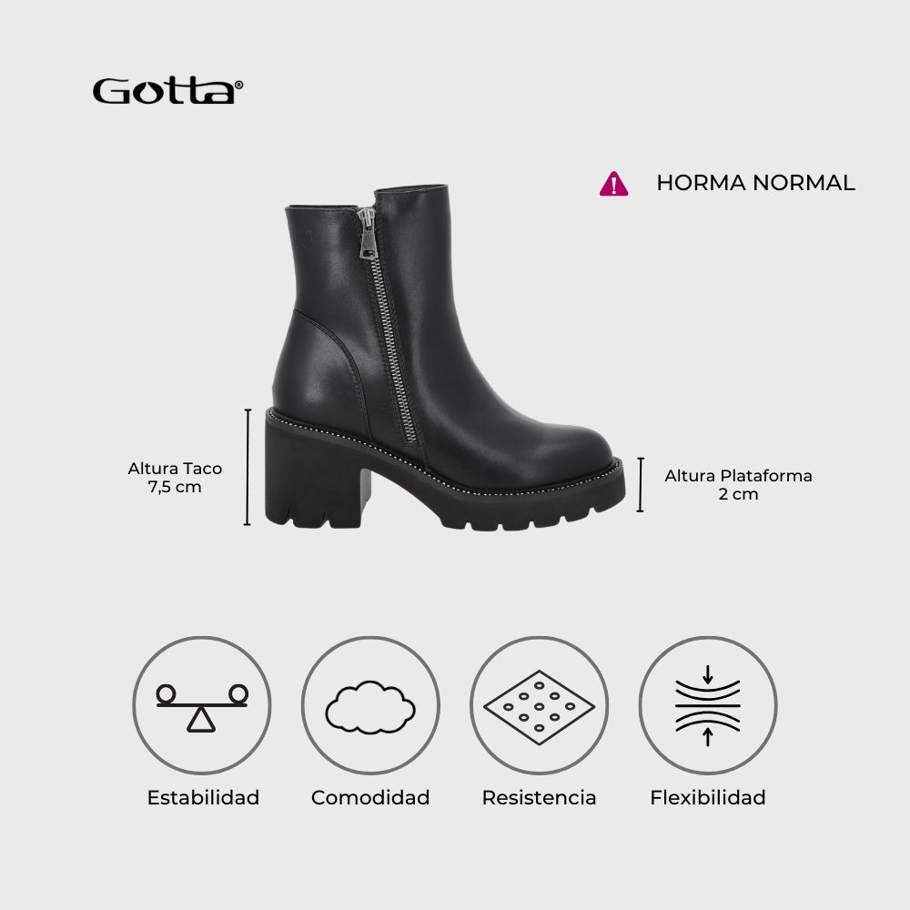 Botin Taco Negro Mujer 56020