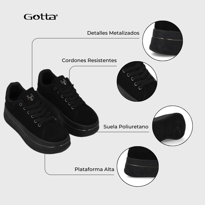 Zapatilla Plataforma Negra Mujer 58011