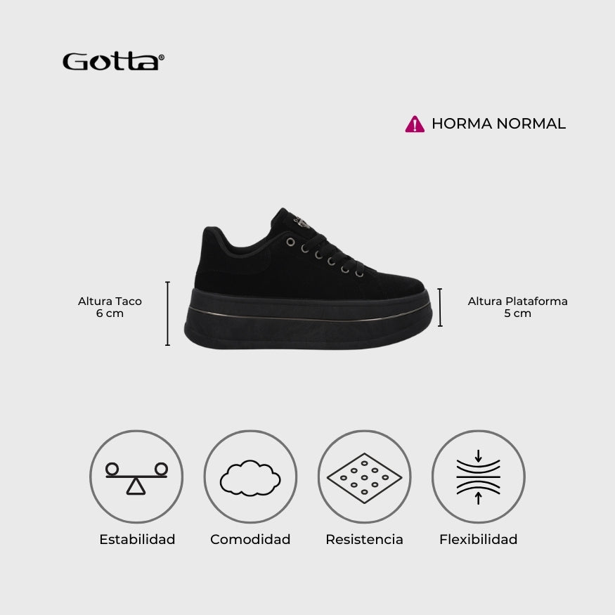 Zapatilla Plataforma Negra Mujer 58011