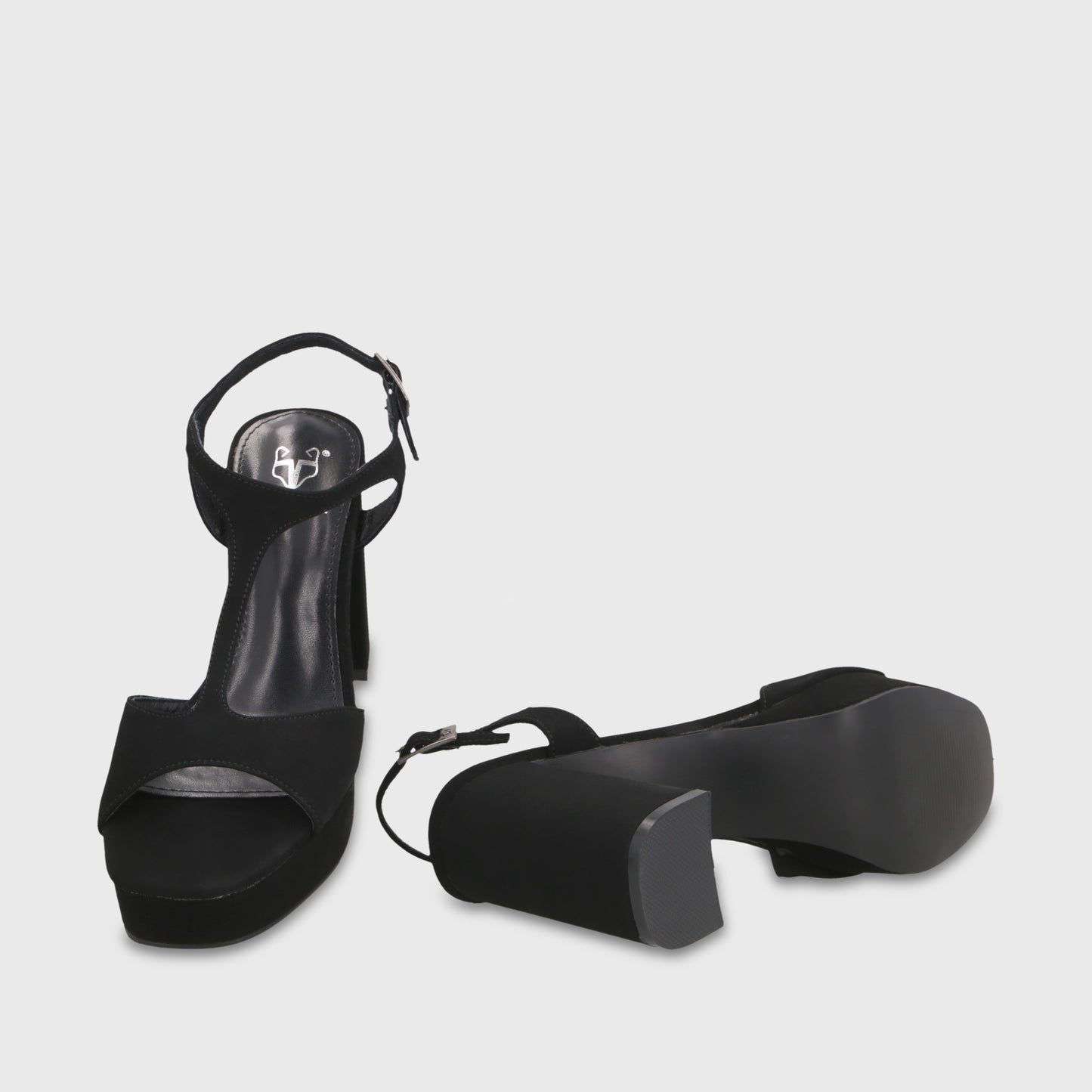 Sandalia Taco Negra Mujer 65910