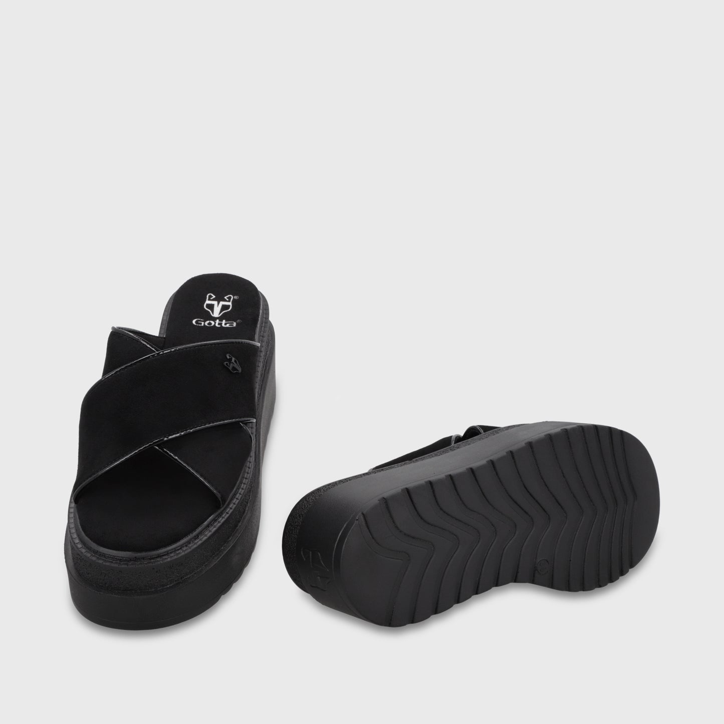 Sandalia Plataforma Negra Mujer 65930