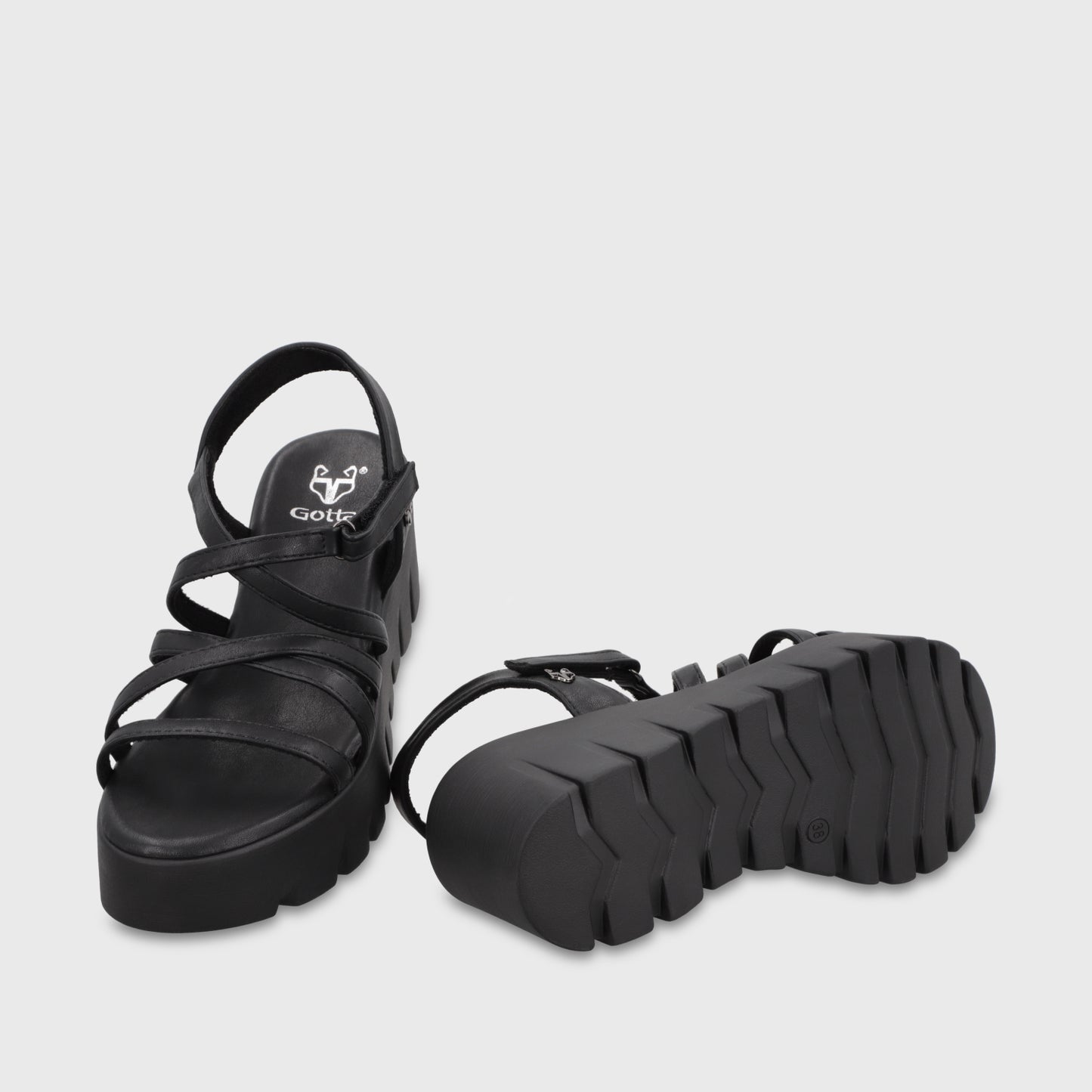 Sandalia Plataforma Negra Mujer 65940