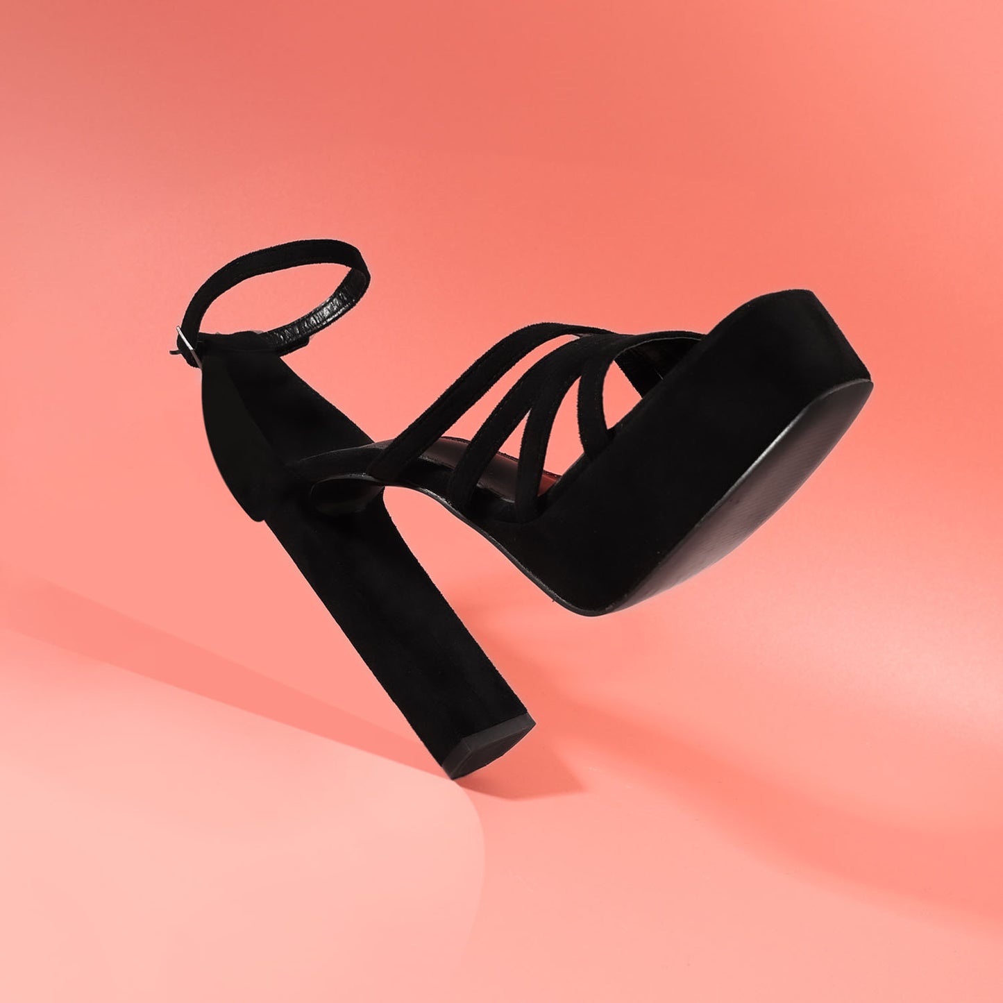 Sandalia Negra Taco Mujer 86131
