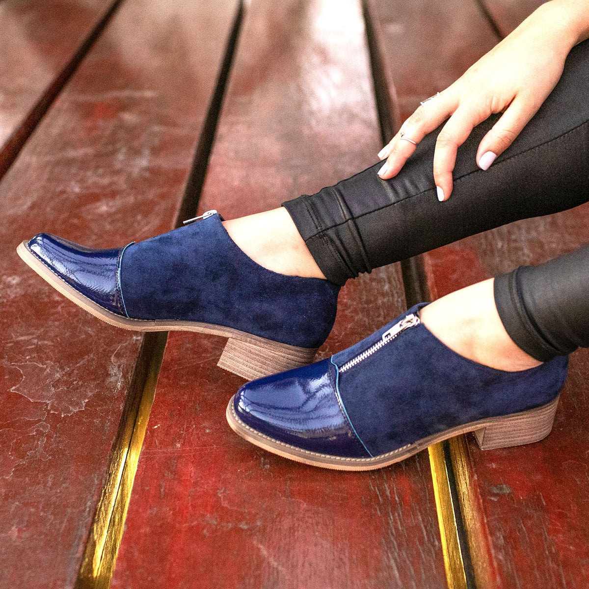 Zapato Charol Azul Mujer 87159