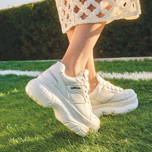 Zapatilla Plataforma Cuero Blanca Mujer 9724A