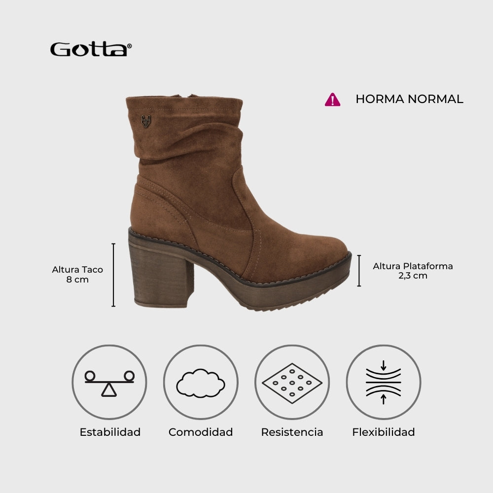 Botin Taco Café Mujer C7330