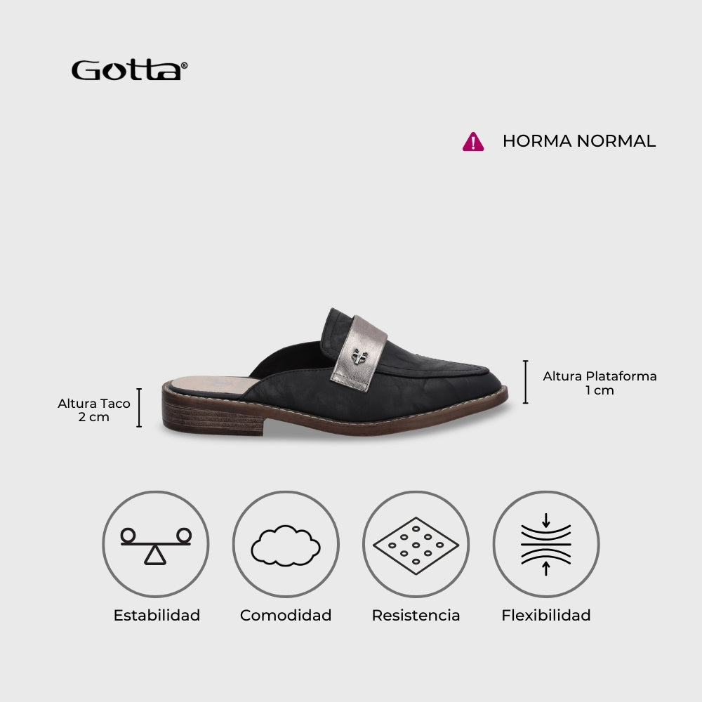 Puntilla Plana Negra Mujer 17569 - Gotta Chile