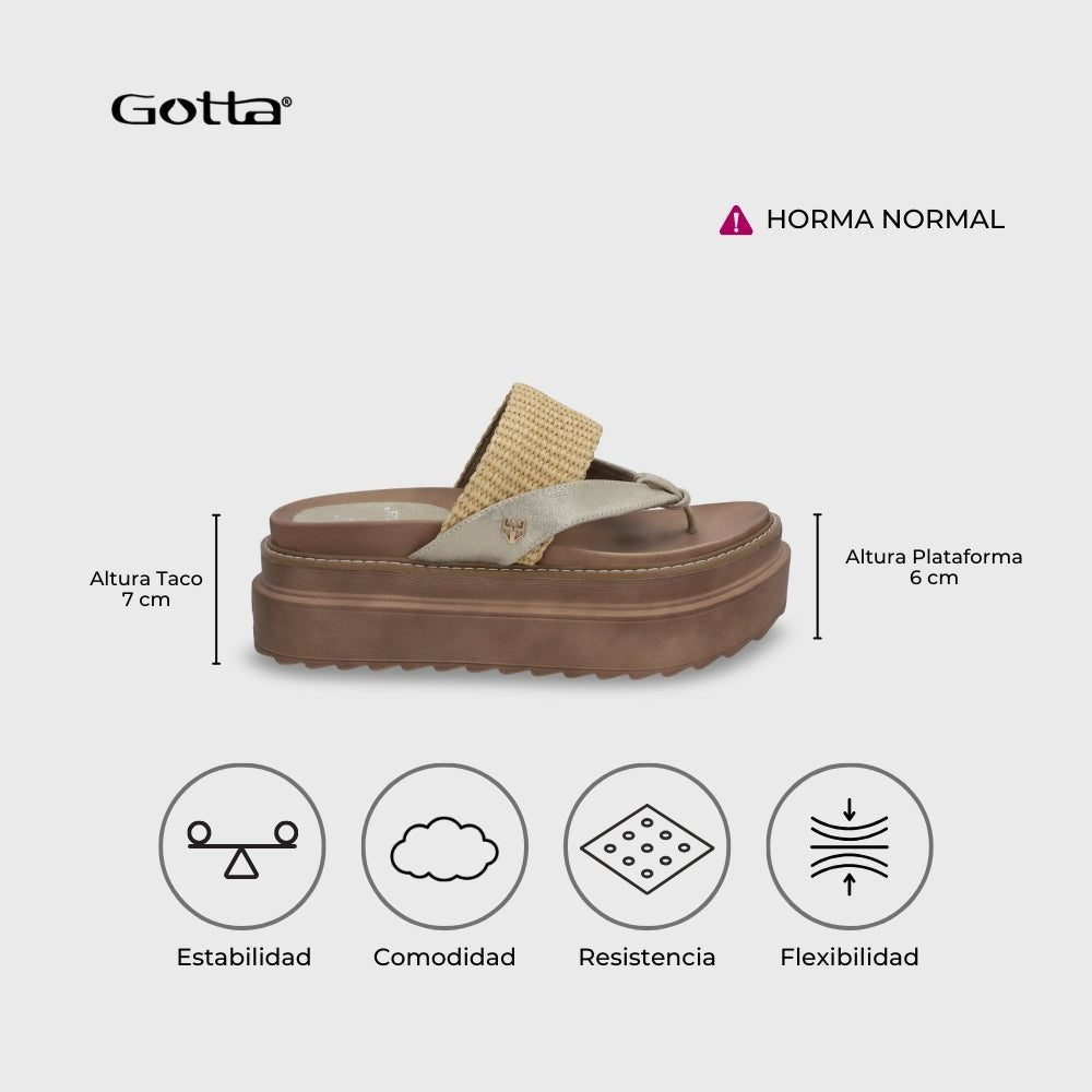 Sandalia Plataforma Beige Mujer 25234 - Gotta Chile