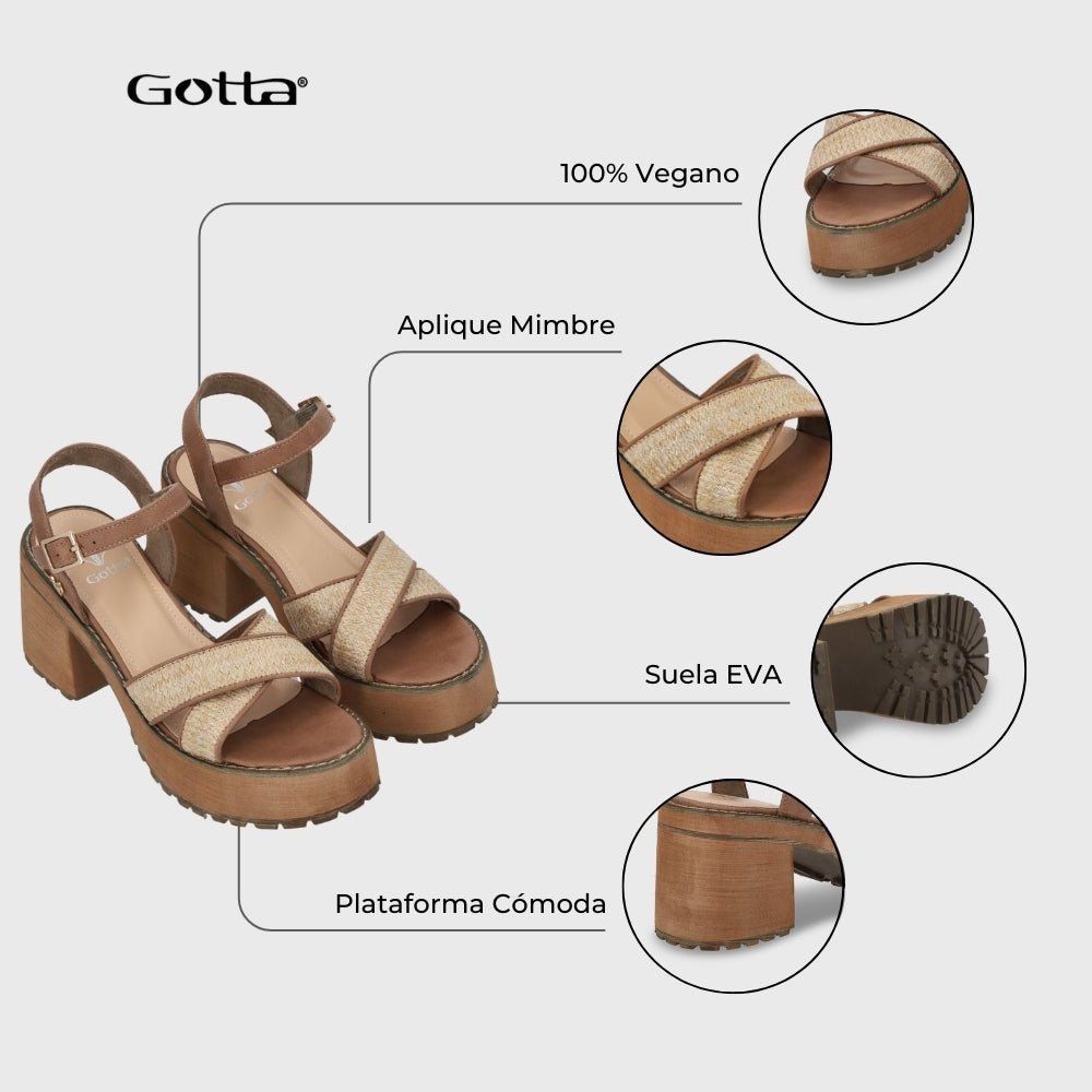 Sandalia Plataforma Beige Mujer 25796 - Gotta Chile