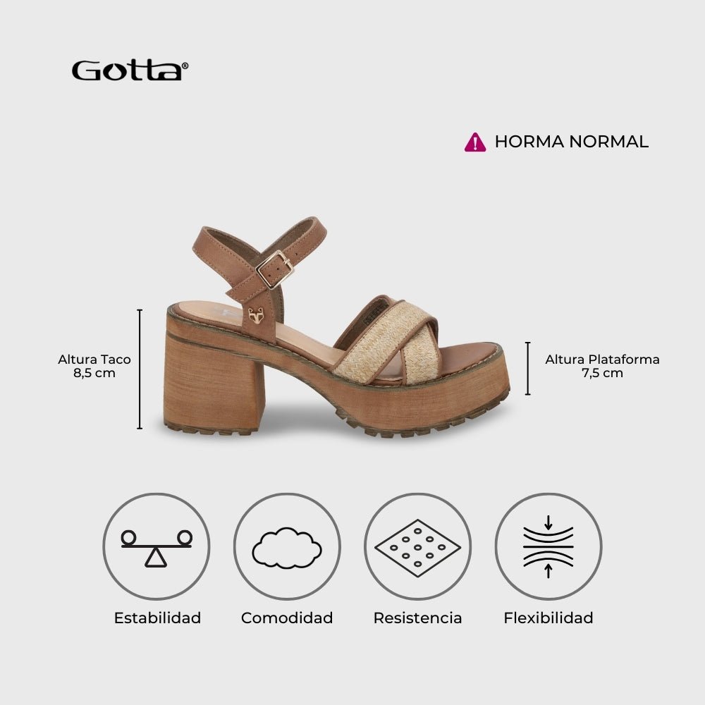 Sandalia Plataforma Beige Mujer 25796 - Gotta Chile