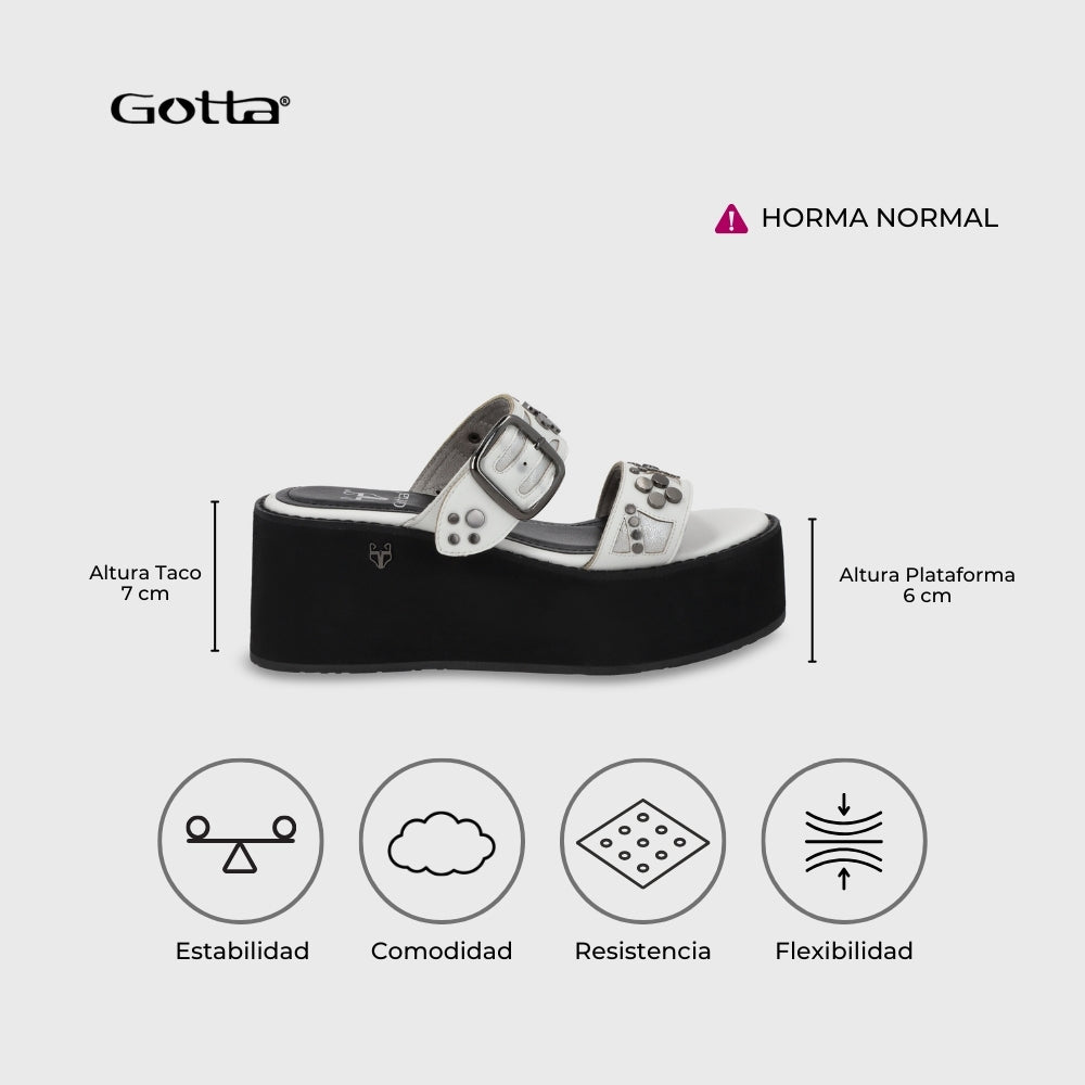 Sandalia Plataforma Blanco Mujer 15620 - Gotta Chile