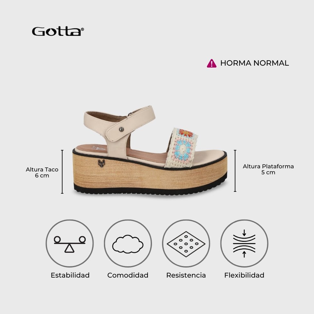 Sandalia Plataforma Multicolor Mujer 15616 - Gotta Chile