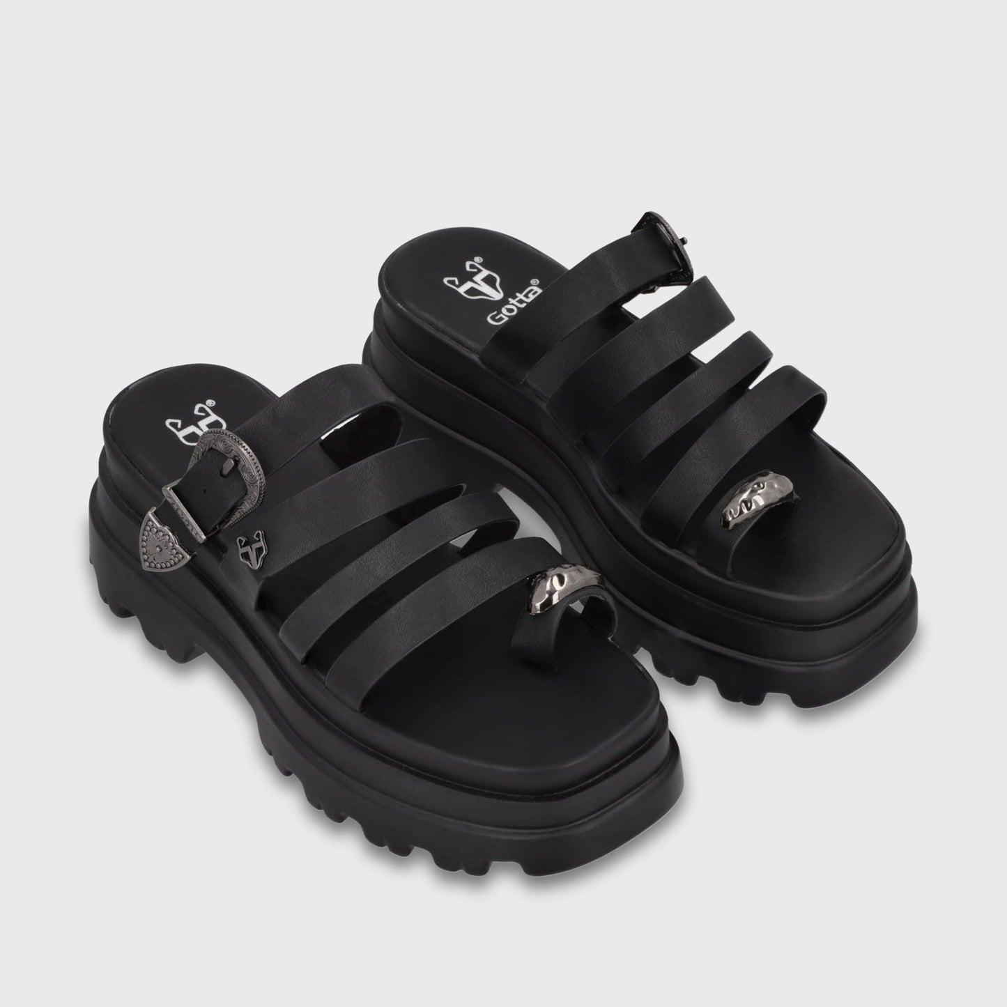 Sandalia Plataforma Negra Mujer 45732 - Gotta Chile