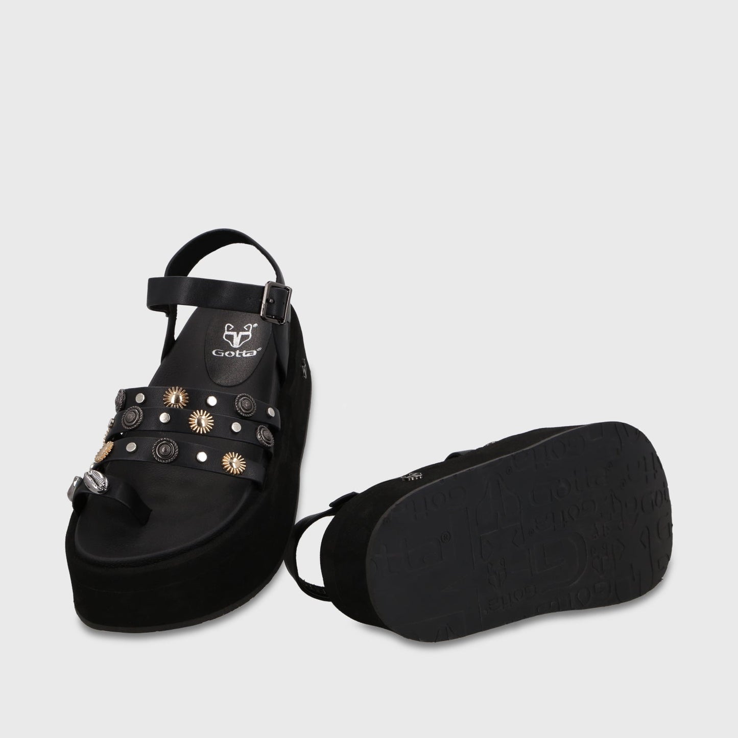 Sandalia Plataforma Negra Mujer 55943 - Gotta Chile