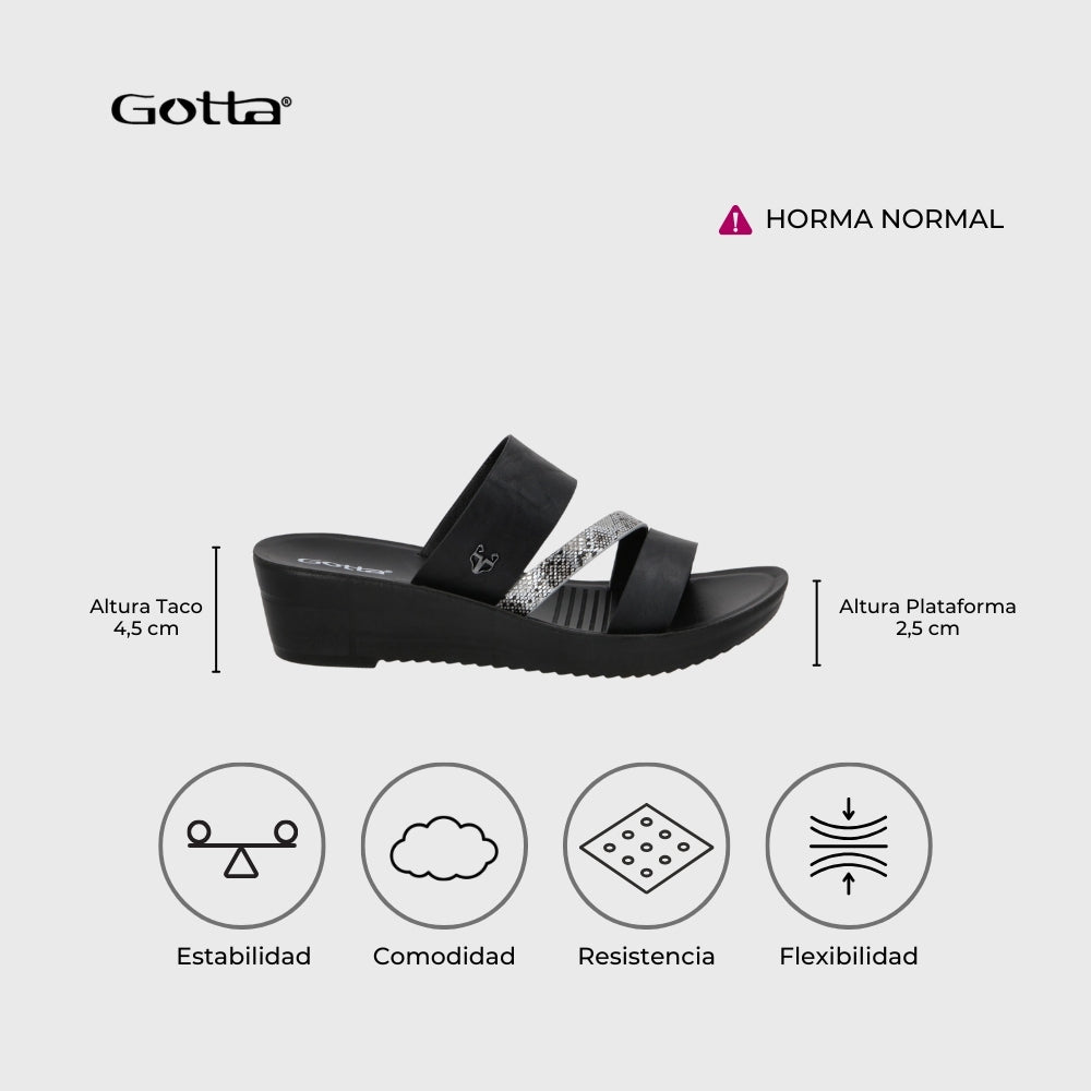 Sandalia Plataforma Negro Mujer 13221 - Gotta Chile