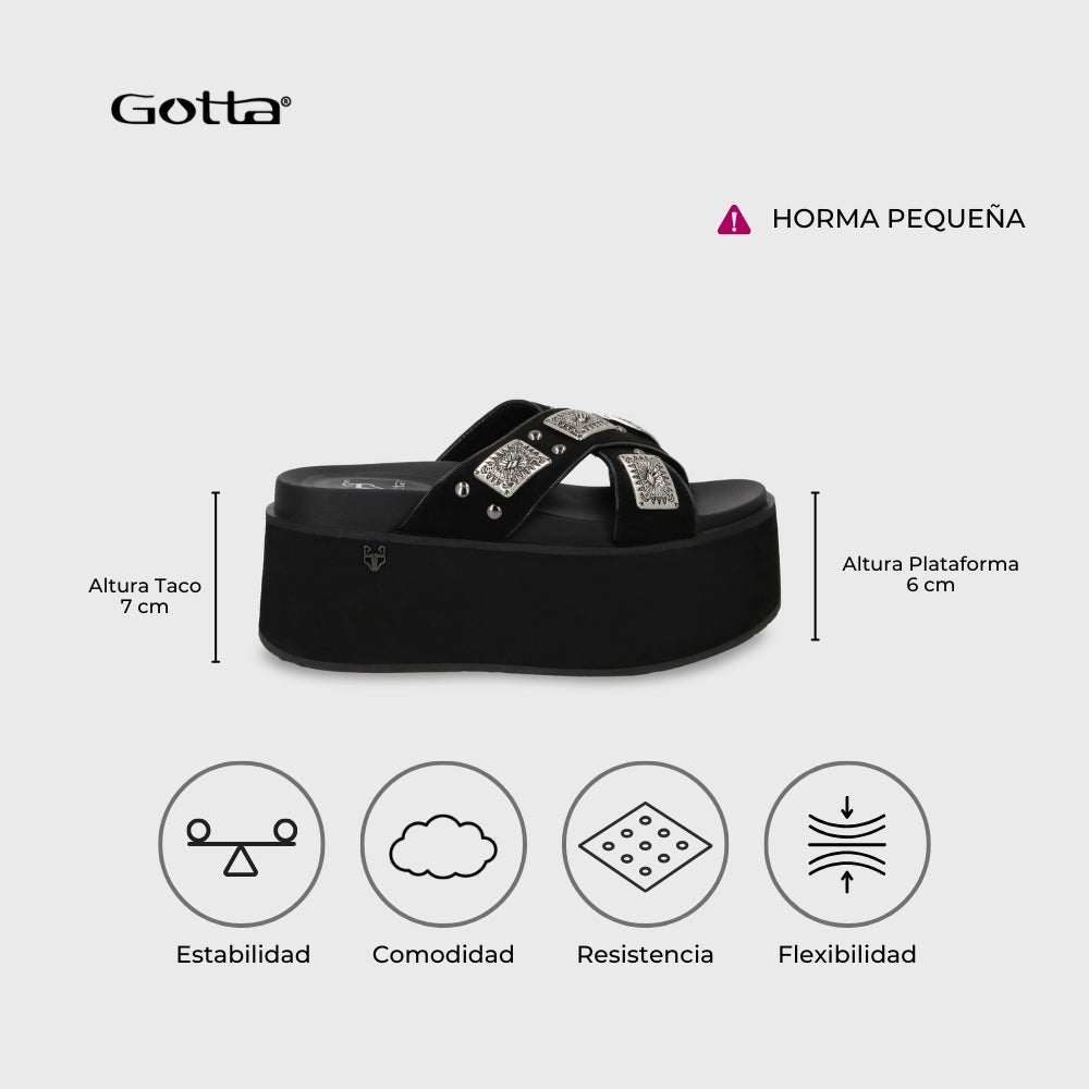 Sandalia Plataforma Negro Mujer 35187 - Gotta Chile