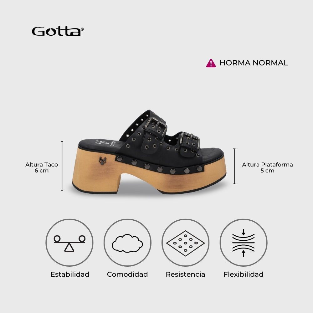 Sandalia Plataforma Negro Mujer 35266 - Gotta Chile