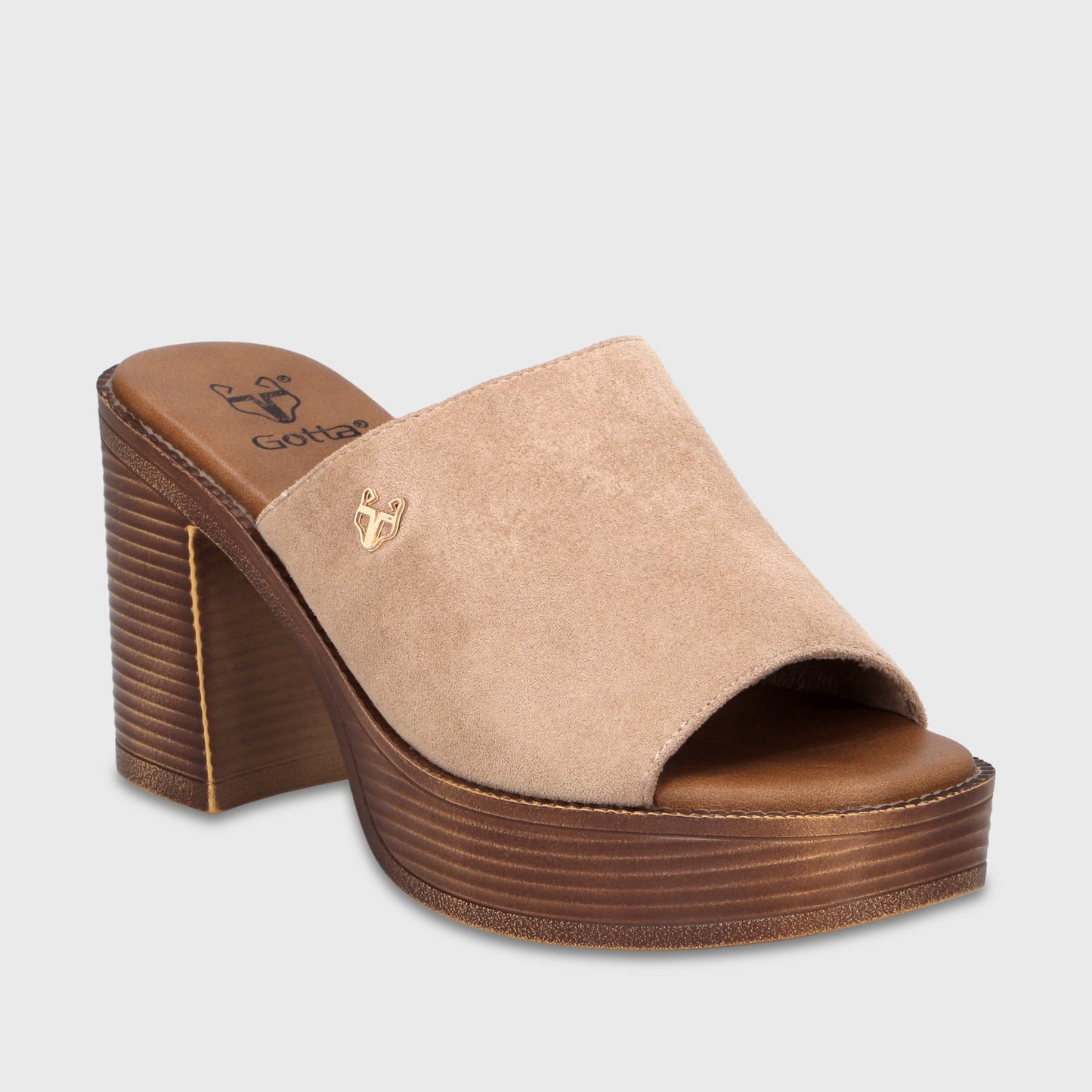 Sandalia Taco Beige Mujer 65920 - Gotta Chile