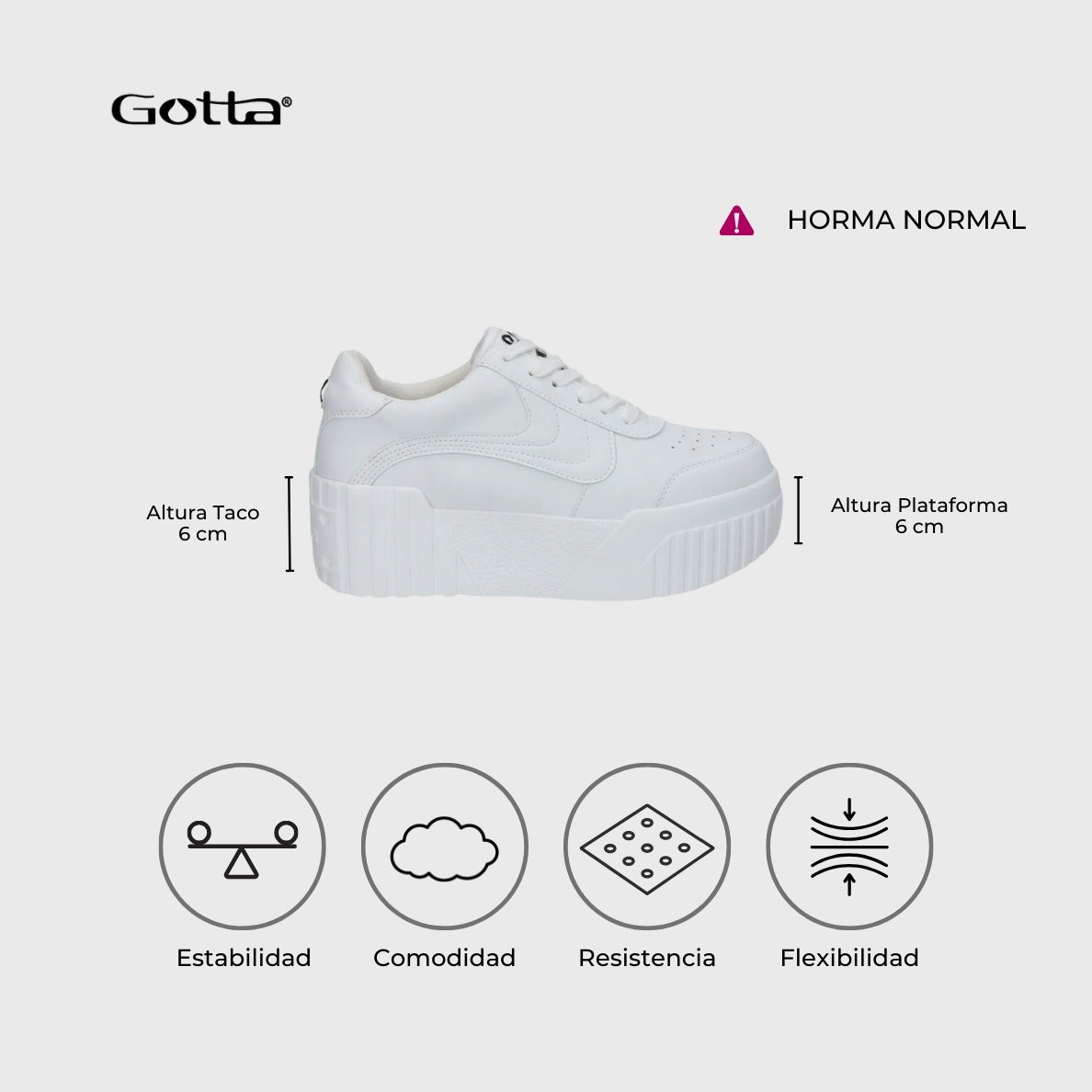 Zapatilla Blanca Cuero Mujer 13142 - Gotta Chile