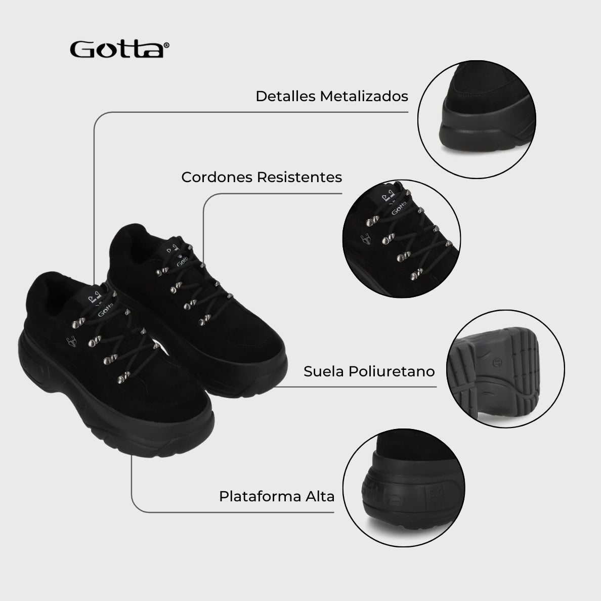 Zapatilla Negra Mujer 97249 - Gotta Chile