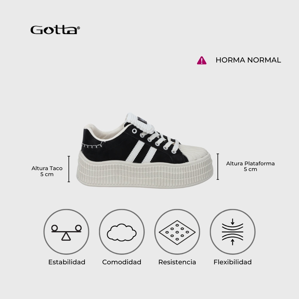 Zapatilla Plataforma Negra Mujer 58021 - Gotta Chile