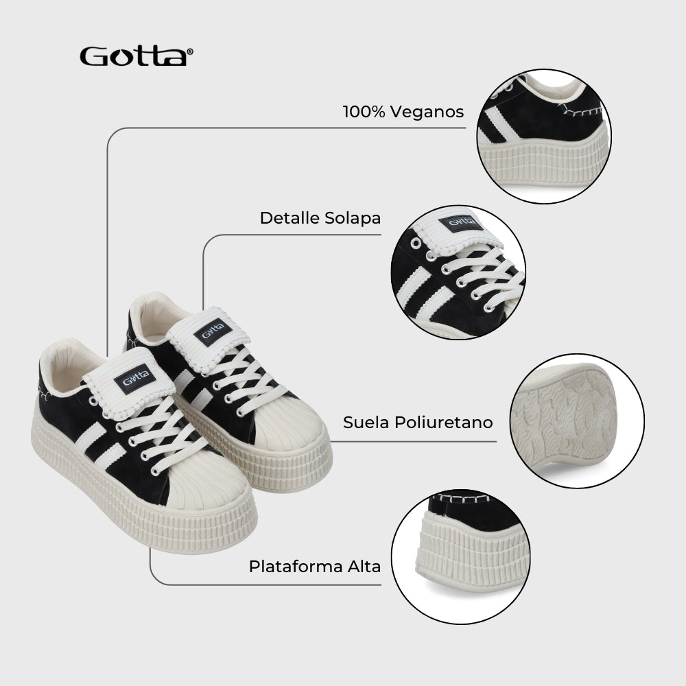 Zapatilla Plataforma Negra Mujer 58021 - Gotta Chile