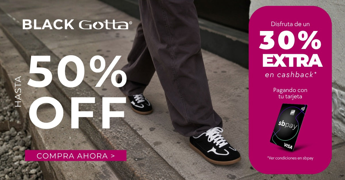 Banner Black Gotta con hasta 50% OFF en zapatos, zapatillas, botas y botines para mujer, más 30% extra en cashback pagando con tarjeta sbpay.