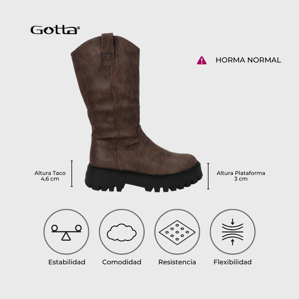 Bota Plataforma Café Mujer 46304 - Gotta Chile