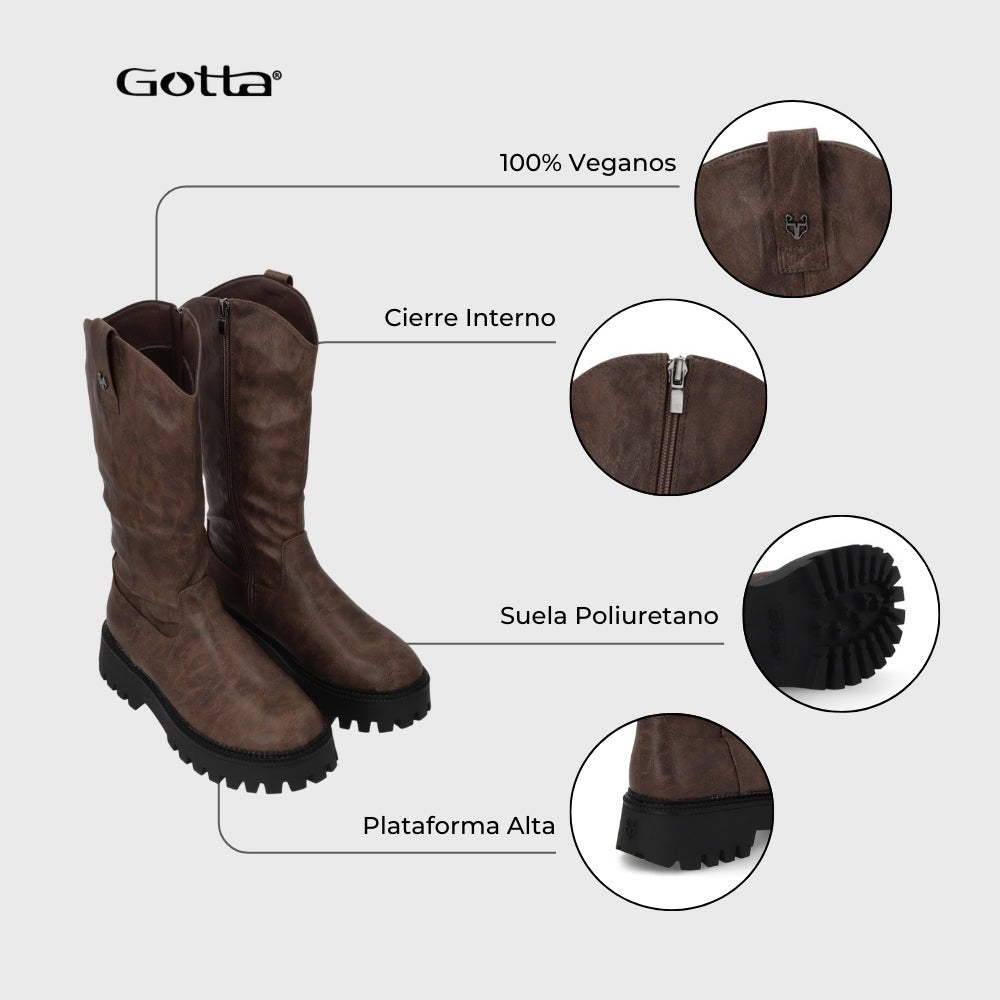 Bota Plataforma Café Mujer 46304 - Gotta Chile