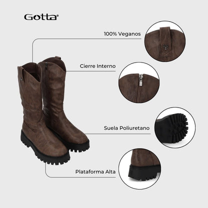 Bota Plataforma Café Mujer 46304 - Gotta Chile