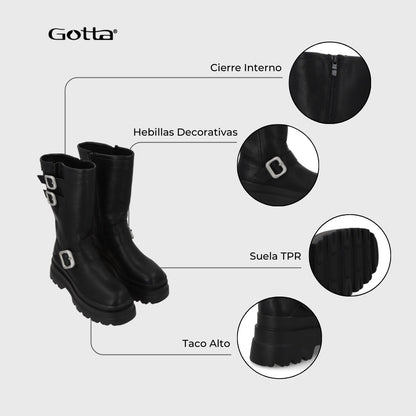 Bota Plataforma Negra Mujer 36037 - Gotta Chile