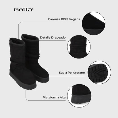 Bota Plataforma Negra Mujer 48114 - Gotta Chile