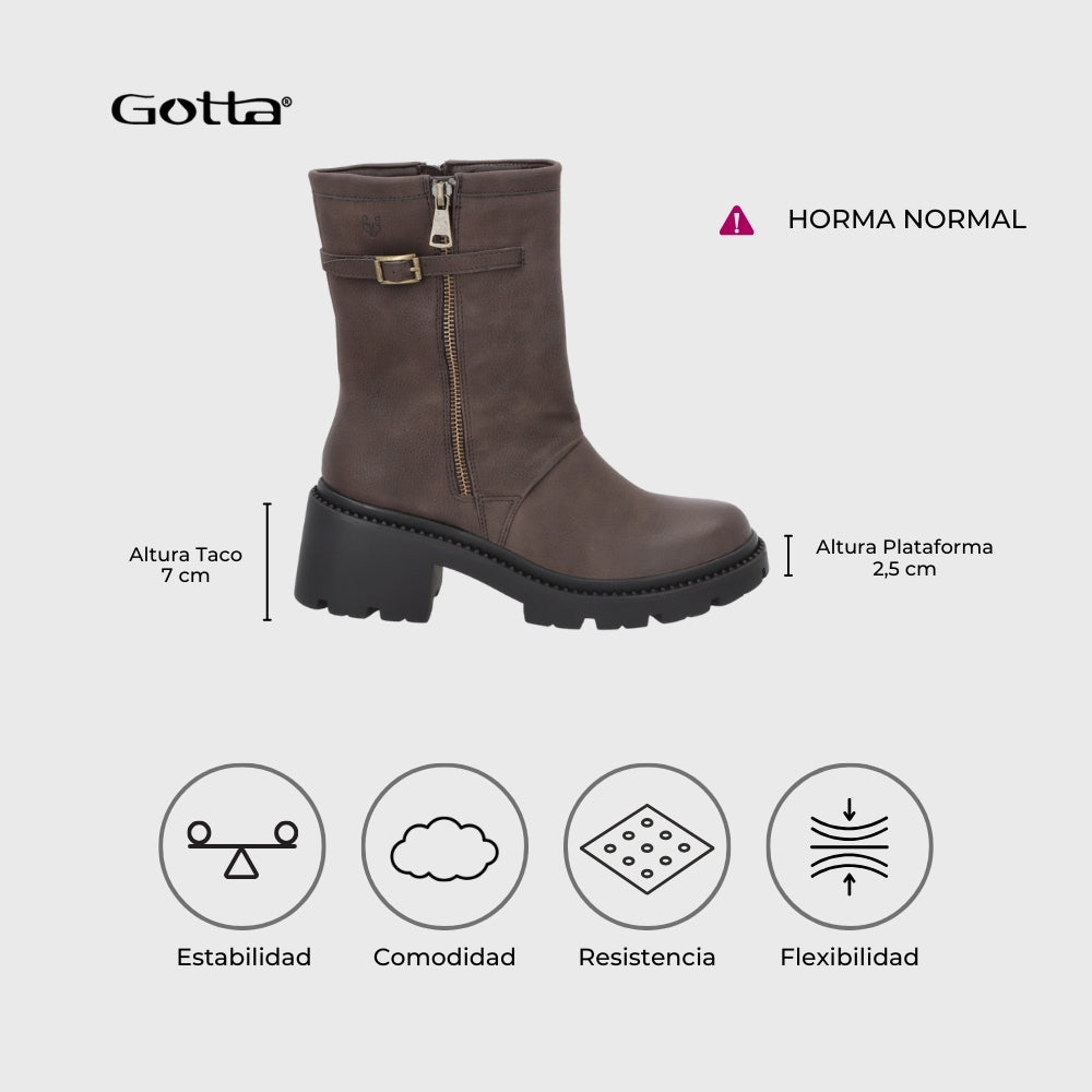 Botin Taco Café Mujer 45747 - Gotta Chile