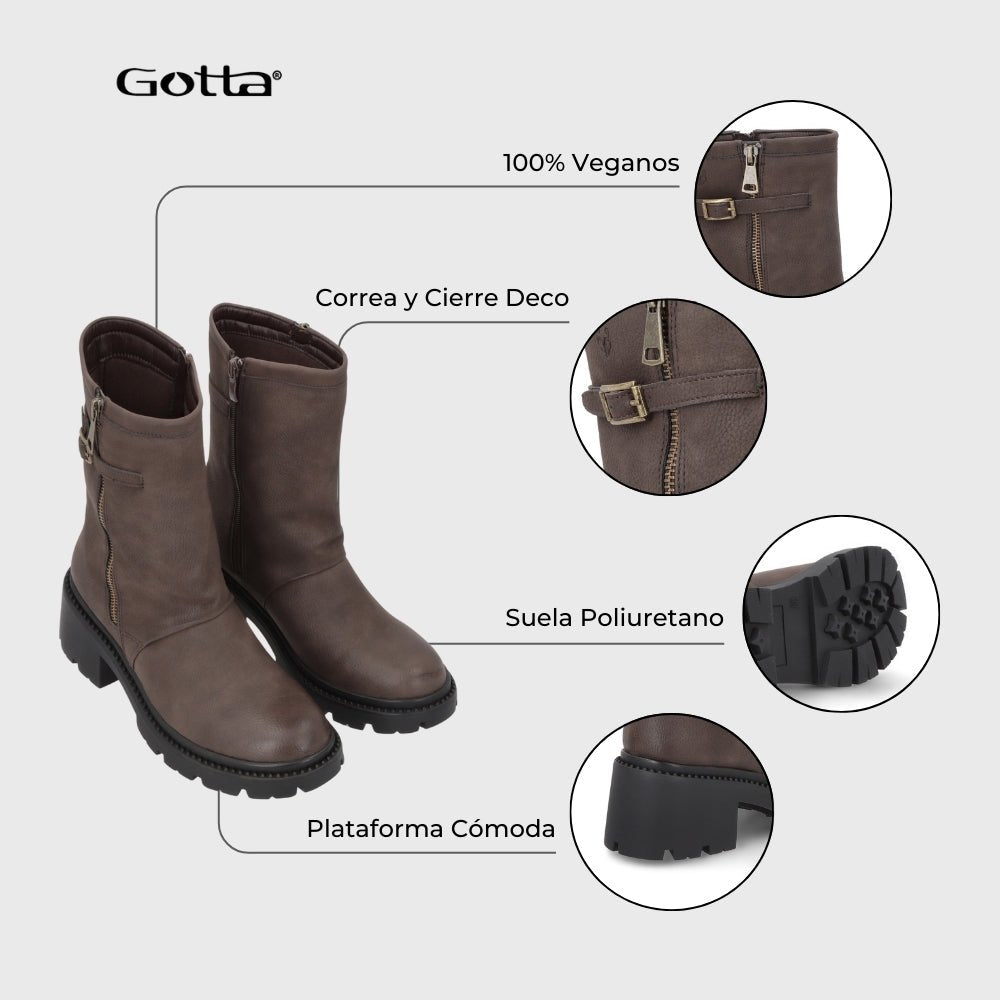 Botin Taco Café Mujer 45747 - Gotta Chile