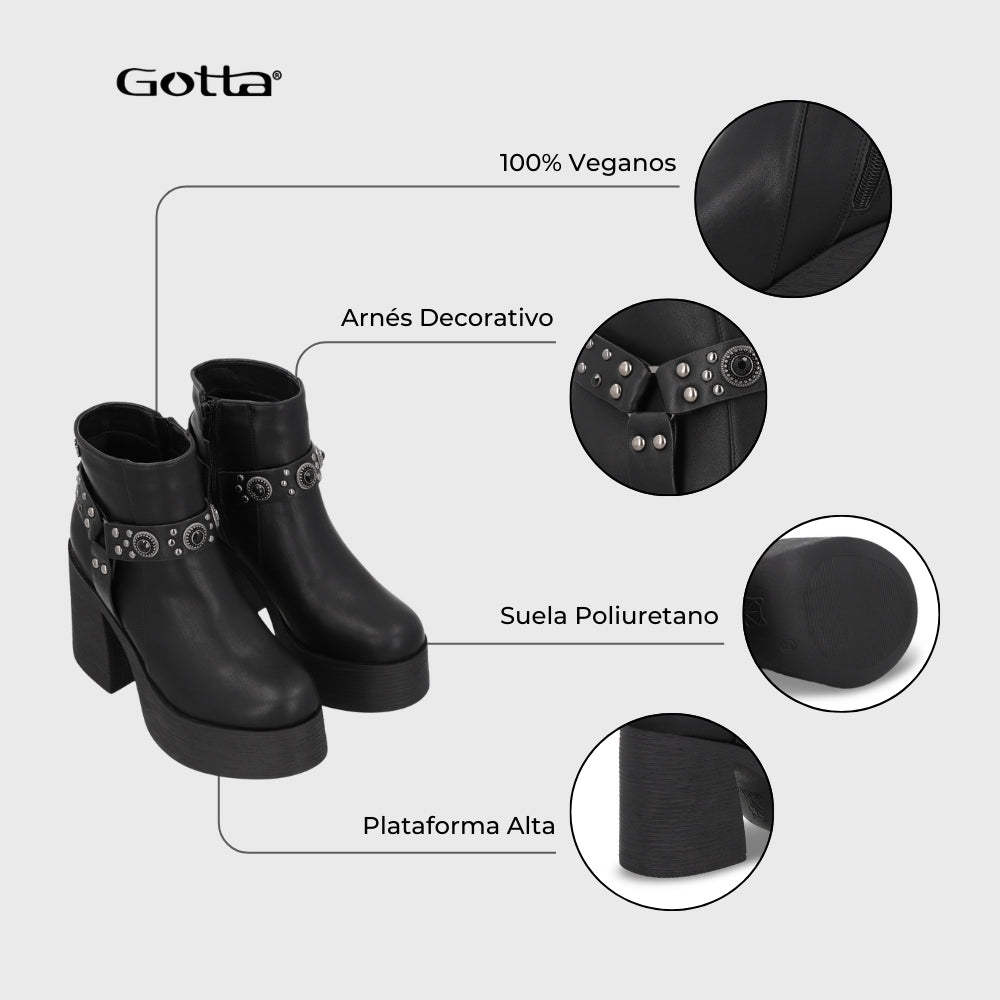 Botin Taco Negro Mujer 25635 - Gotta Chile