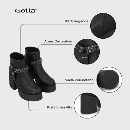 Botin Taco Negro Mujer 25635 - Gotta Chile