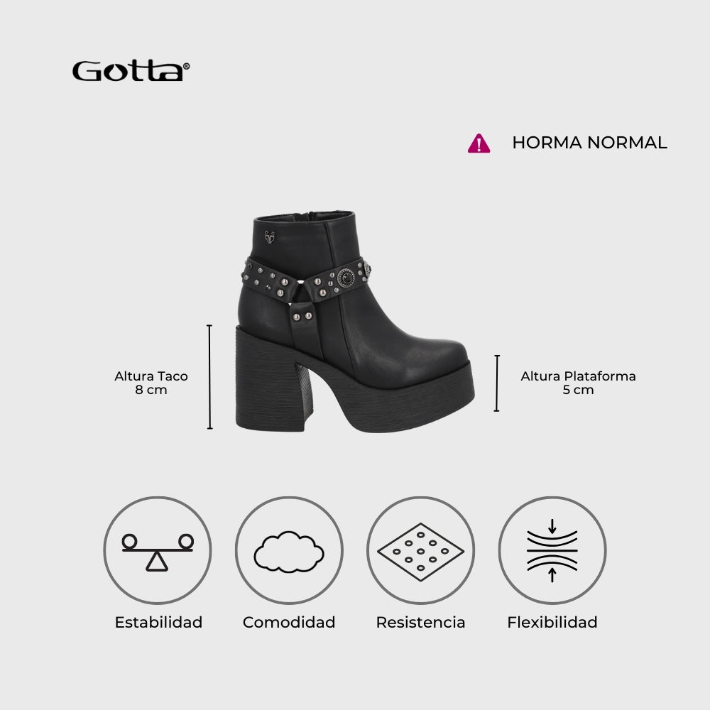 Botin Taco Negro Mujer 25635 - Gotta Chile