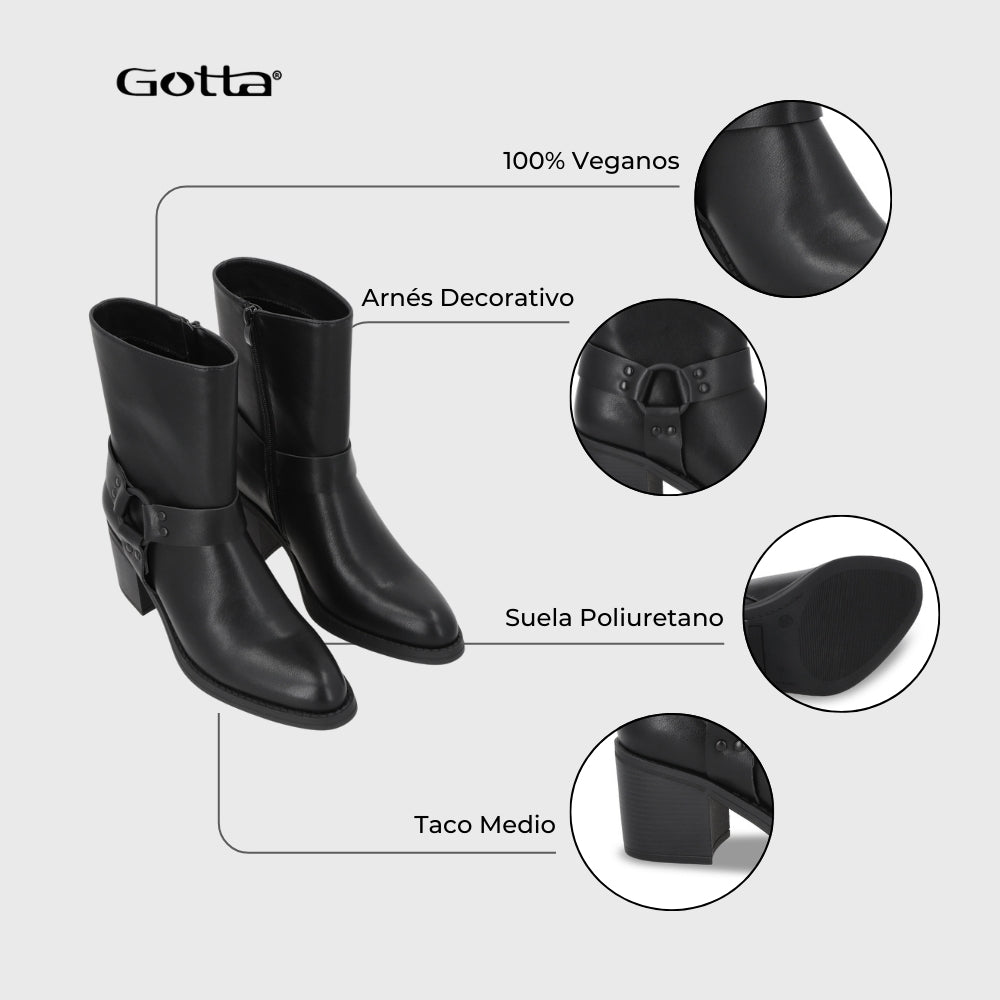 Botin Taco Negro Mujer 56030 - Gotta Chile