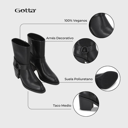 Botin Taco Negro Mujer 56030 - Gotta Chile