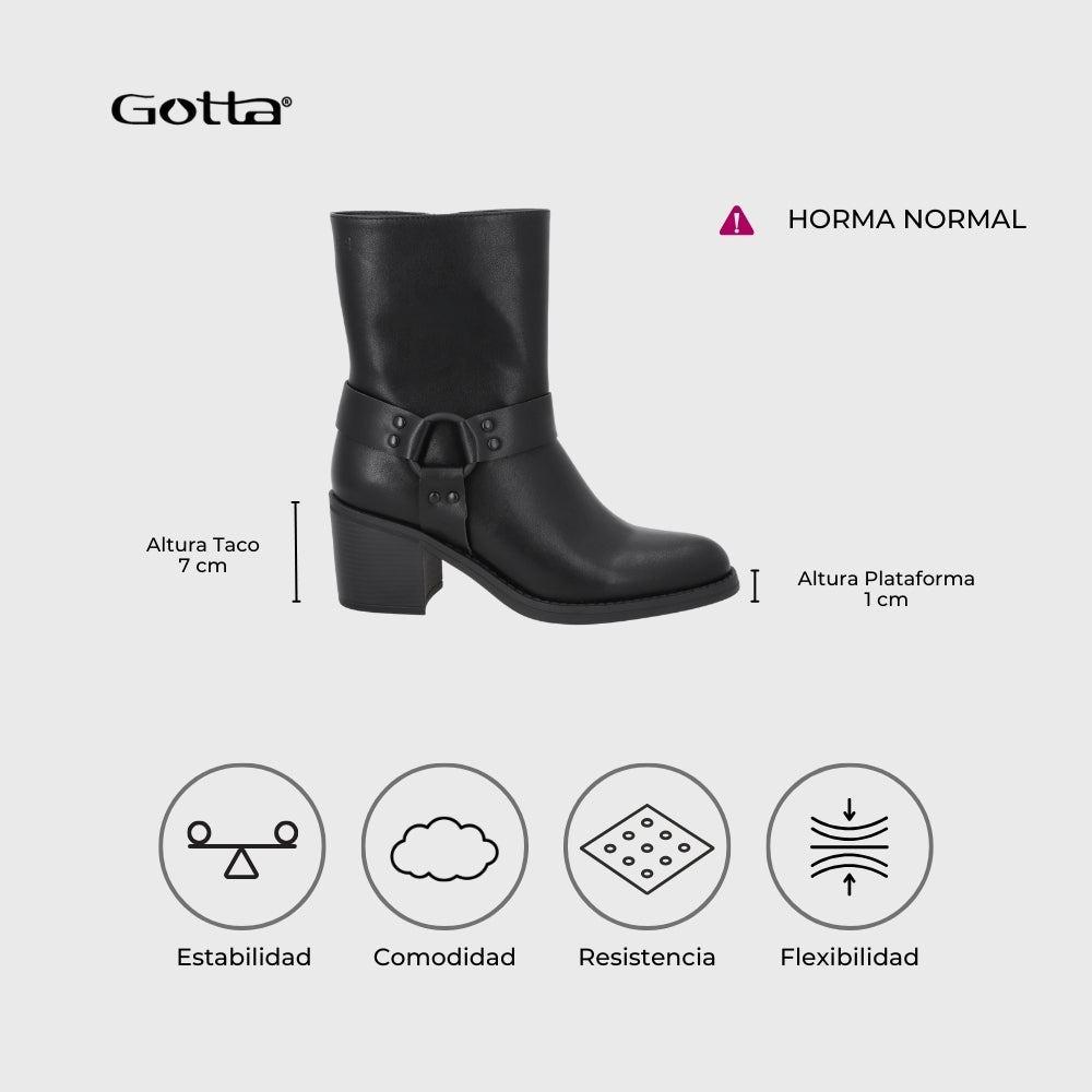 Botin Taco Negro Mujer 56030 - Gotta Chile