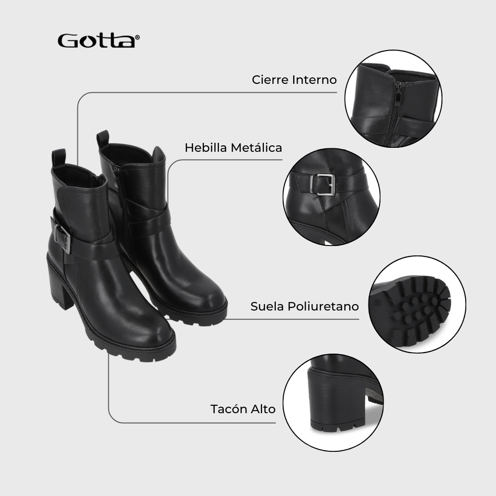 Botin Taco Negro Mujer 56051 - Gotta Chile