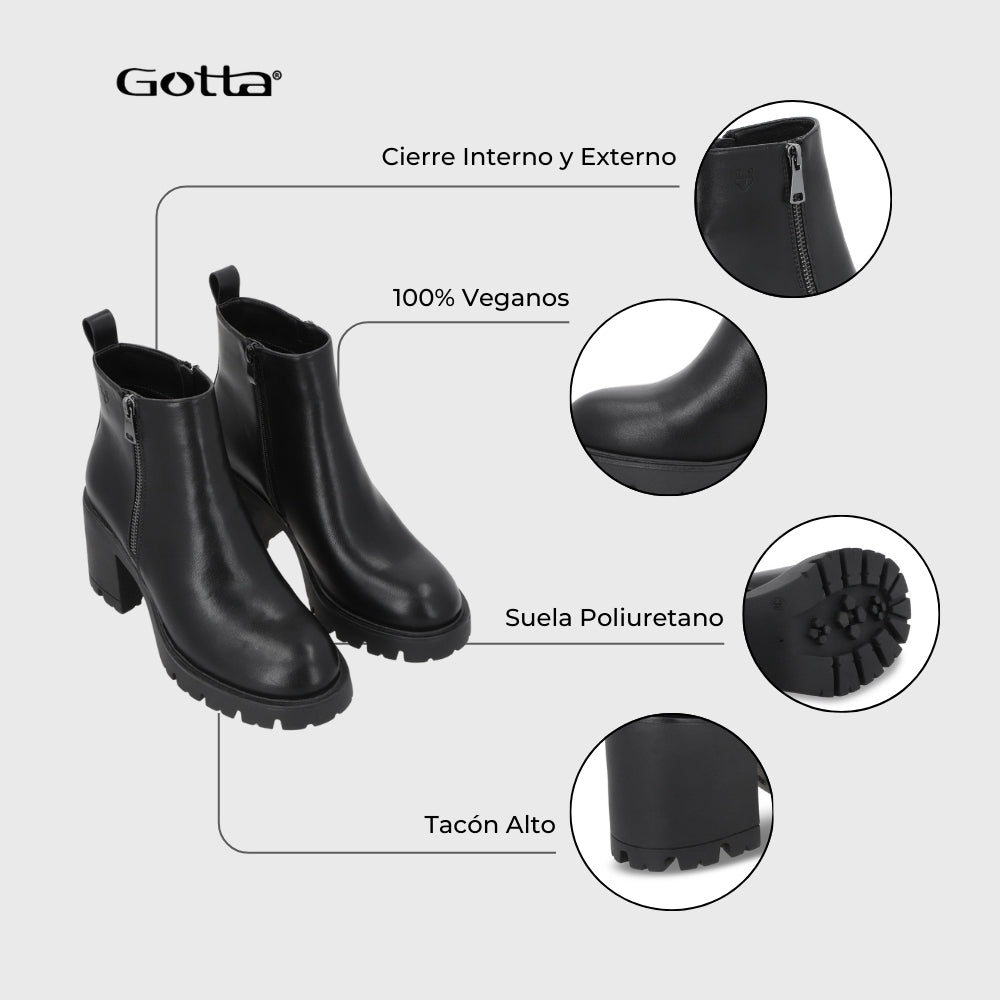 Botin Taco Negro Mujer 56061 - Gotta Chile