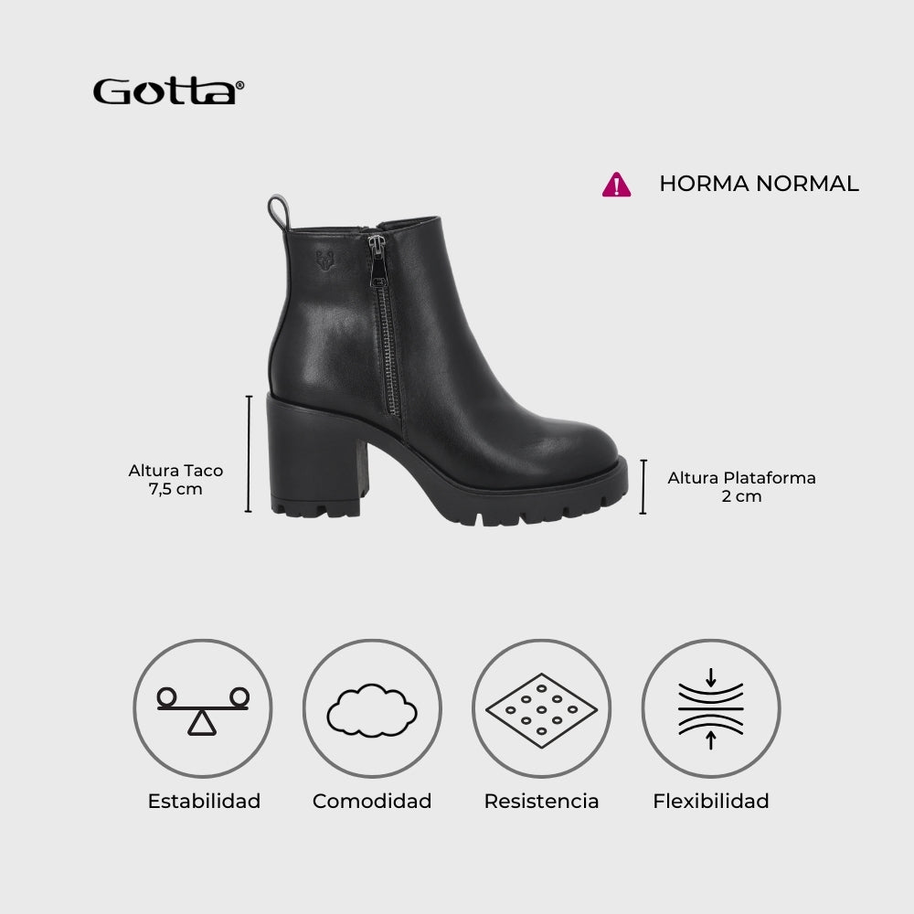 Botin Taco Negro Mujer 56061 - Gotta Chile